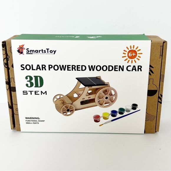 Smarts Toy Solar Powered Wooden Car 3D Stem Kit Ages 6+ New in Box - Picture 1 of 4